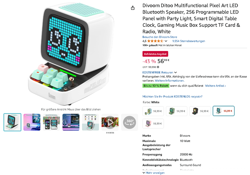 Screenshot der Divoom Ditoo