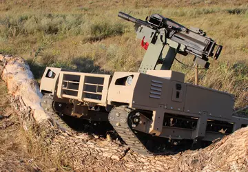 Der Burya-Geschützturm wurde mit der TerMIT-Bodendrohne ...