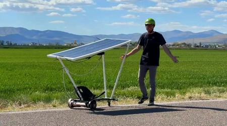 Ein kaputter Gyroscooter wurde in ein Go-Kart verwandelt, das von einem Solarpanel angetrieben wird
