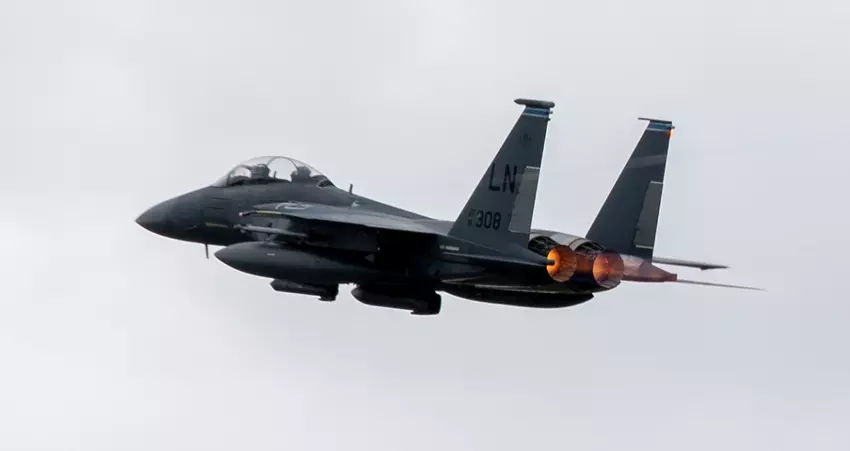 Die F-15E 91-0308 war das erste Strike-Eagle-Kampfflugzeug auf dem britischen Stützpunkt Lakenheath, das 10.000 Flugstunden absolvierte.
