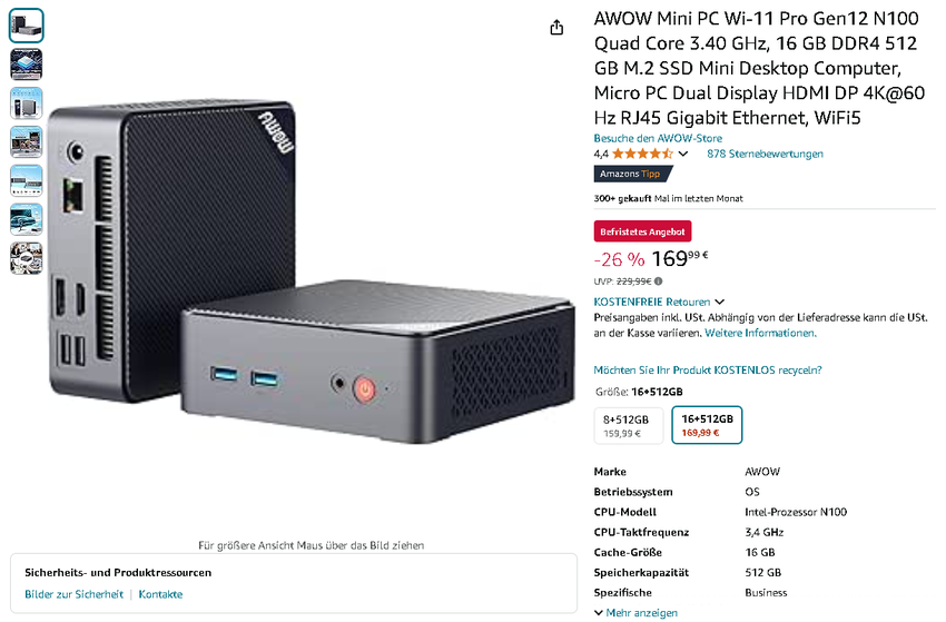 Screenshot der AWOW Mini PC Wi-11 Pro