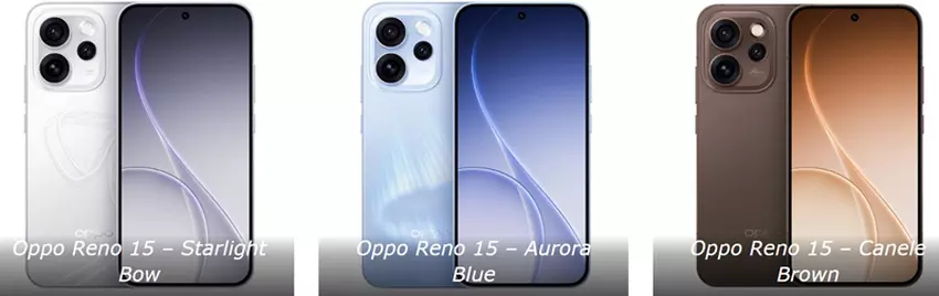 Oppo Reno 15 in drei Farben