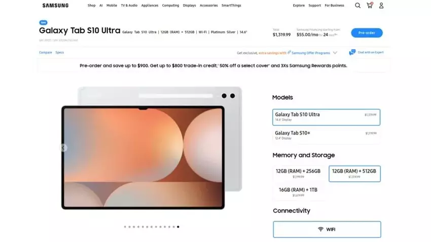 Von $1000 bis $1620: Samsung enthüllt die Preise für das Galaxy Tab S10 in den USA 
