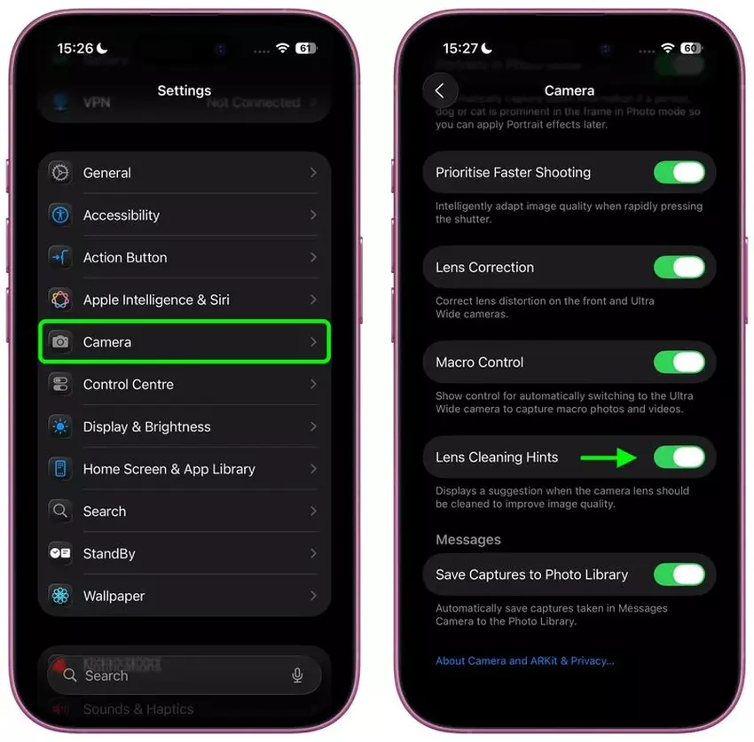 Wie man die Aufforderung zum Reinigen der Kamera aktiviert