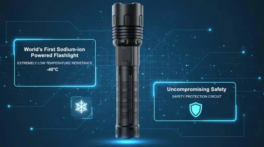 Sodiumfrostglow Taschenlampe mit Natrium-Ionen-Batterie