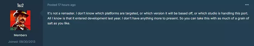 Screenshot von Tez2s Beitrag auf gtaforums