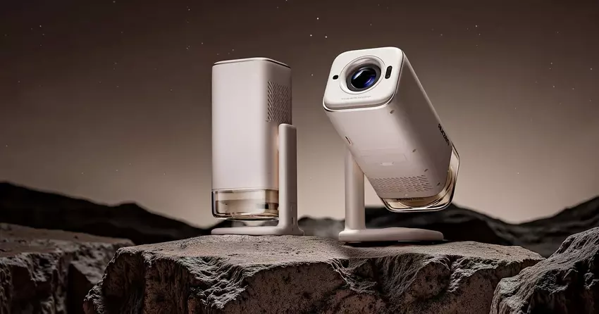 Aurzen BOOM Air - tragbarer Projektor mit Dolby Audio, Google TV und 110° Schwenkplattform