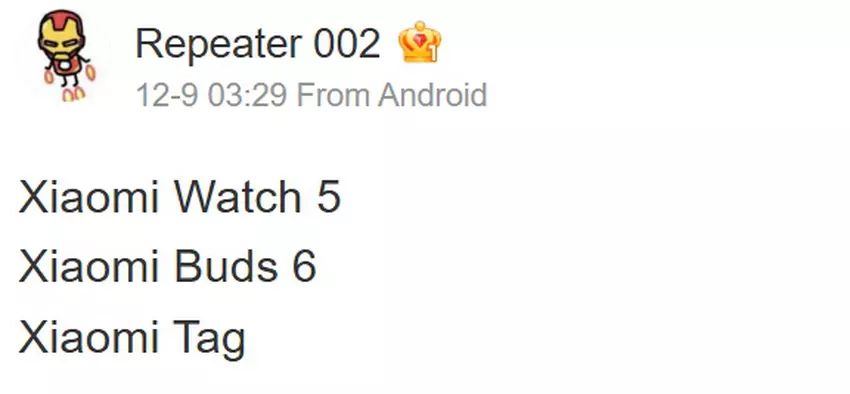 Übersetzung der Nachricht von Repeater 002 über Xiaomi Tag auf Weibo