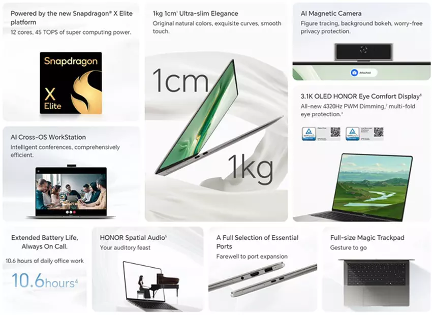 Hauptmerkmale und Vorteile des HONOR MagicBook Art 14 Snapdragon