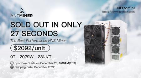 Alle ASIC Antminer HS3 ASICs im Wert von $2092 für Handshake Cryptocurrency Mining in 27 Sekunden ausverkauft