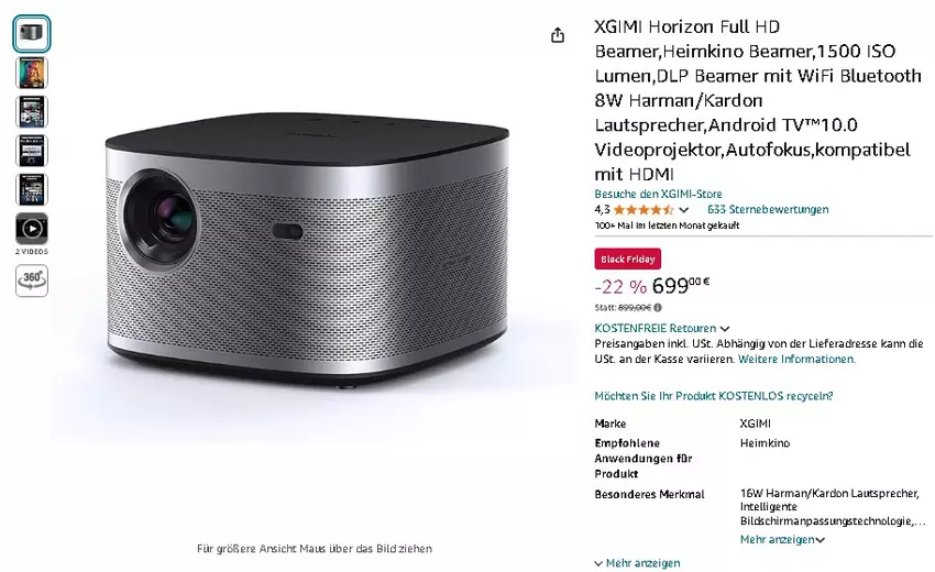 XGIMI Horizon Full HD Beamer Screenshot