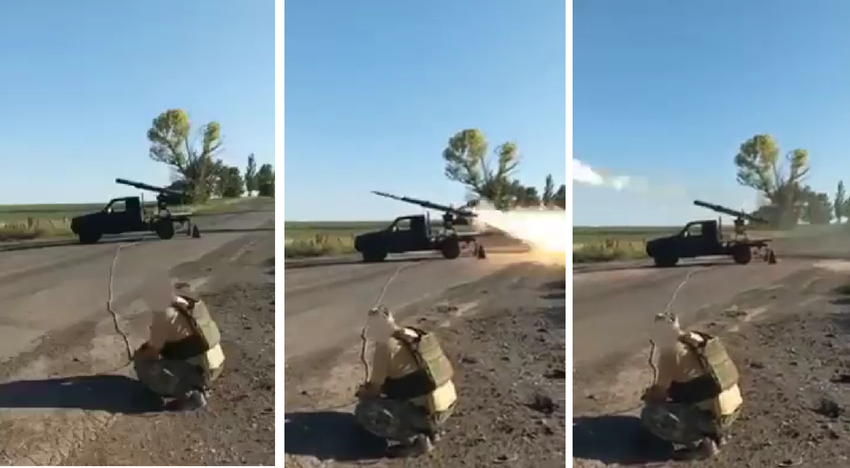 Ukrainisches Militär zeigte in Aktion "hausgemachte" Grad MLRS auf dem Fahrgestell eines zivilen Autos