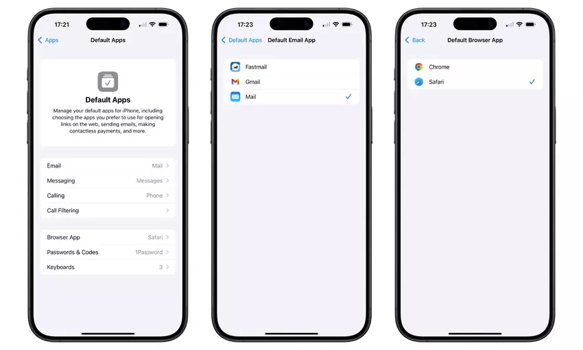 In iOS 18.2 können Sie wie in Android Standard-Apps auswählen