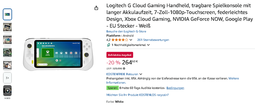 Screenshot der Logitech G Cloud
