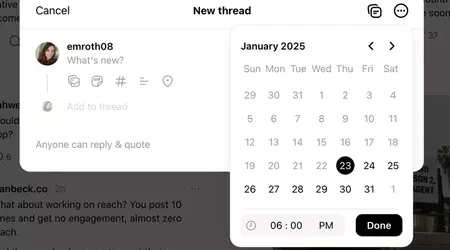 In Threads können Sie jetzt Beiträge planen