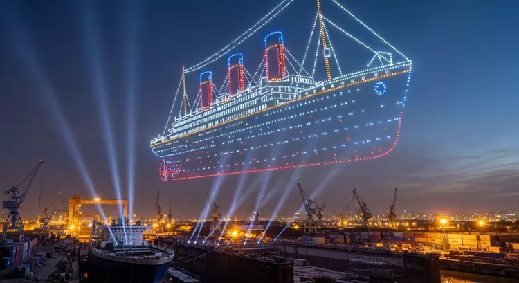 Lichttanz über der Werft: 1.000 Drohnen ...