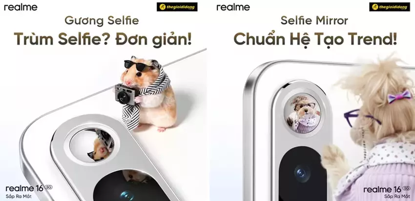 Realme 16 5G-Smartphone mit reflektierender Oberfläche