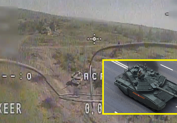 Ukrainische FPV-Drohnen treffen russischen modernisierten T-90M-Panzer ...