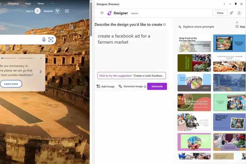 Das auf künstlicher Intelligenz basierende Design-Tool Microsoft Designer ist jetzt im Edge-Browser weithin verfügbar
