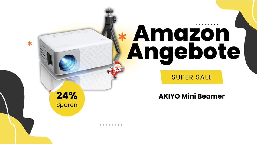 AKIYO Mini Beamer mit 360° Stativ – Jetzt 16€ reduziert!