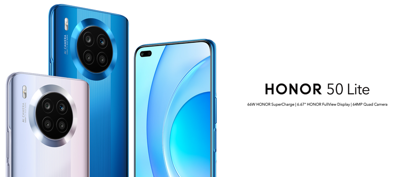 Honor 50 Lite - Google-Dienste, 66W-Ladung und 64MP-Kamera für 299 €