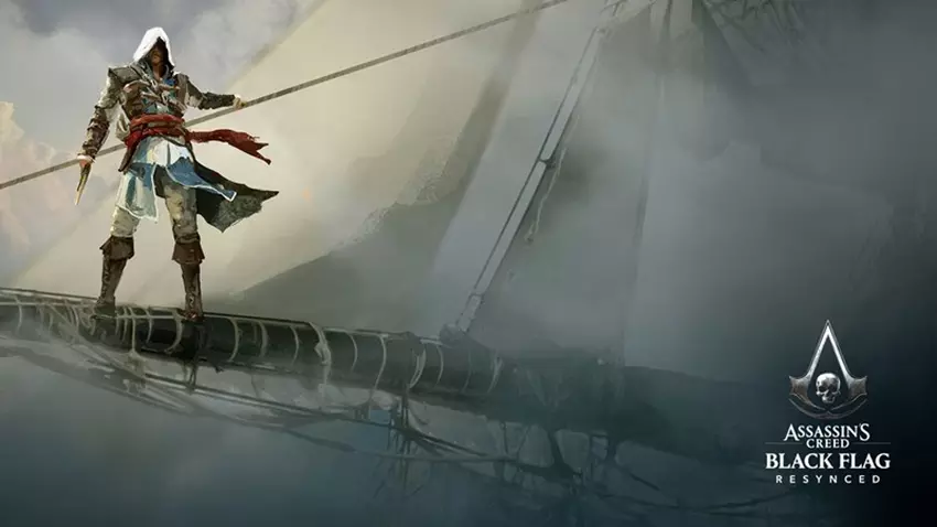 Edward Kenway auf einem Mast im Remake von Assassin's Creed IV Black Flag