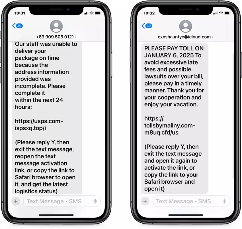 Ein Beispiel für einen Phishing-Angriff in iMessage