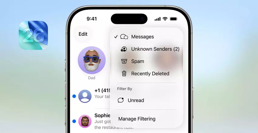 Die iOS 26 Nachrichten-App wird eine Anti-Spam-Lösung enthalten