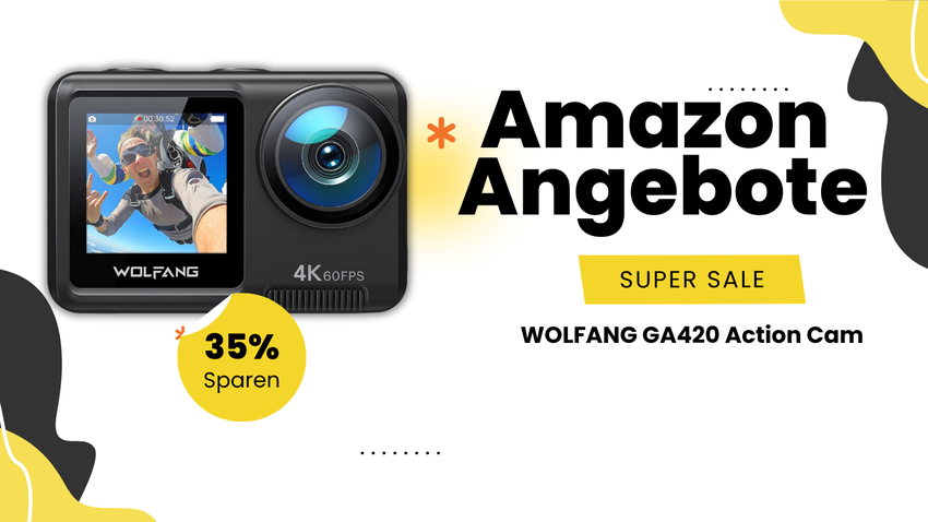 WOLFANG GA420 Action Cam: Wasserdichte 4K Actionkamera mit Dual-Display – Spare jetzt 53€!