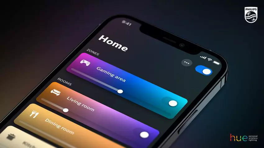 In der Philips Hue-App können Sie die Anzahl der Farben für die Farbverlaufsbeleuchtung im "Scattered Mode" auswählen.