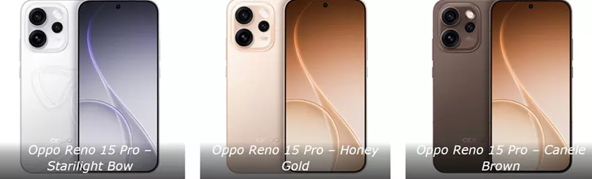 Oppo Reno 15 Pro in verschiedenen Farben