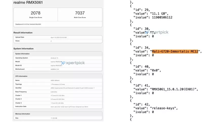 Informationen über das angebliche Realme GT 7 im Geekbench