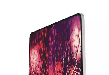 MacBook Pro-Ausschnitt, M2-Chip, Titanblende und OLED-Display: ...