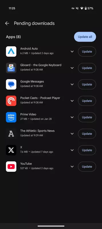 Bereits aktualisierte Apps werden als nicht aktualisiert angezeigt. Abbildung: 9to5Google