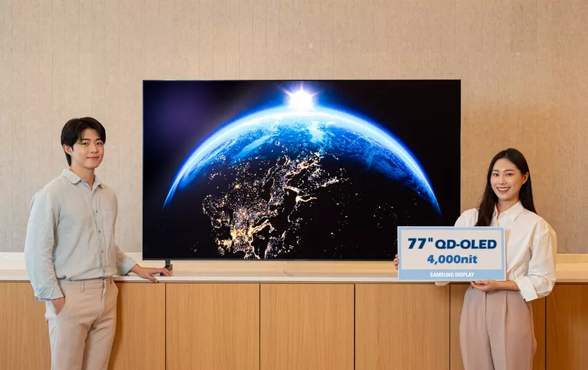 Samsung hat ein neues QD-OLED-Panel für TV-Geräte vorgestellt, das eine maximale Helligkeit von 4.000 nits aufweist