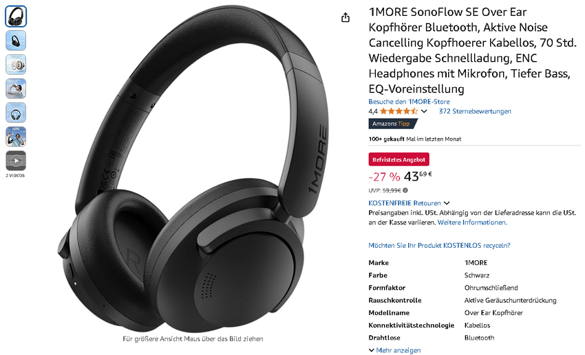 Screenshot der 1MORE SonoFlow SE