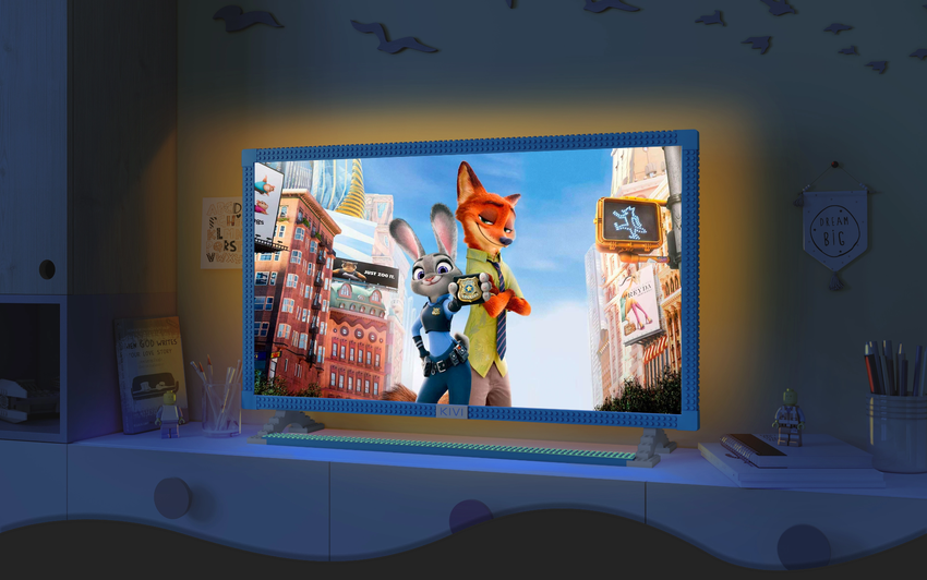 KIVI KidsTV: ein Kinderfernseher, der sich nicht davor fürchtet, von einem Ball getroffen zu werden, mit einem Marker zu malen und der mit LEGO kompatibel ist