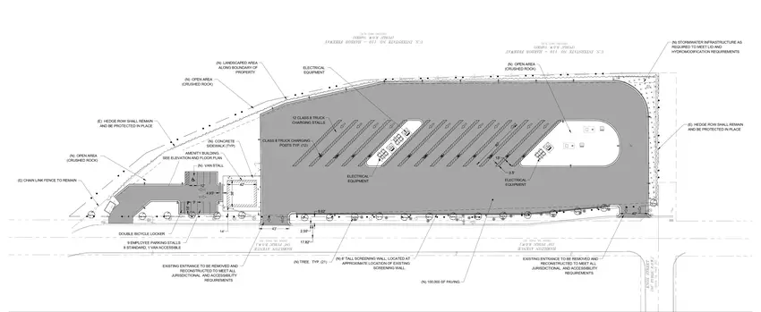 Plan der öffentlichen Tesla Megacharger-Station