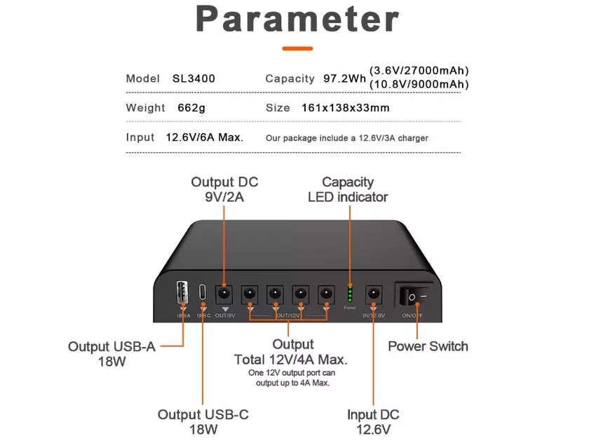 TalentCell SL3400 Mini-USV für Router