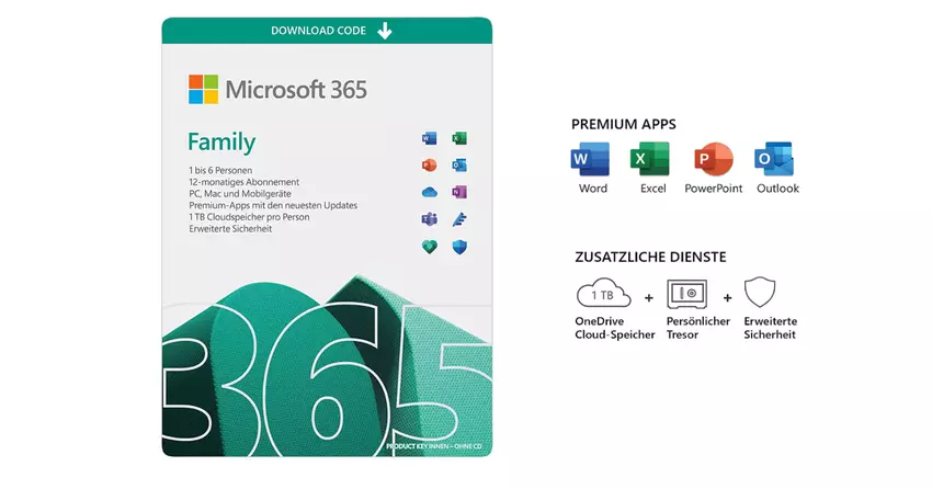Sparen Sie 46% bei Microsoft 365 Family: Produktivität und Schutz für einen Sonderpreis von 53,99 € bei Amazon