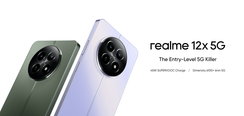 Das realme 12x 5G mit 120Hz LCD, Dimensity 6100+ Chip, IP54 Schutz und 45W Ladeleistung hat sein Debüt außerhalb Chinas gegeben