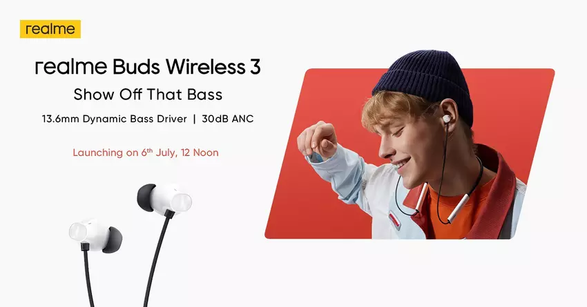 realme stellt am 6 Juli die Buds Wireless 3 Kopfhörer mit ANC und Spatial Audio für unter $40 vor