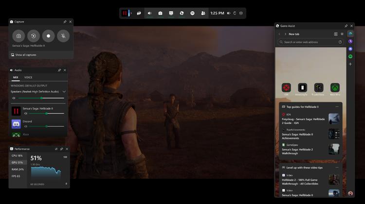 Microsoft Edge Game Assist, ein Spiele-Widget ...