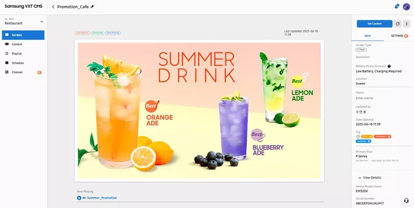 Samsung VXT-Plattform für das Management von Farb-E-Papier