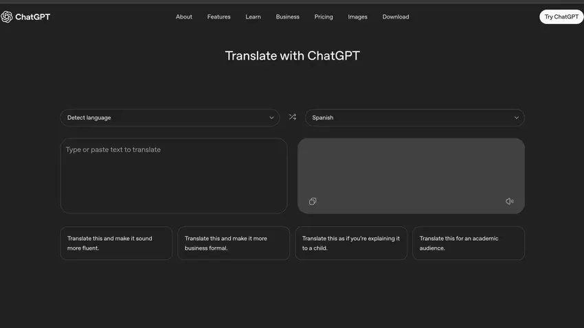 ChatGPT Translate Interface