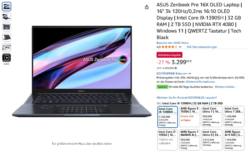 ASUS Zenbook Pro 16X OLED Laptop