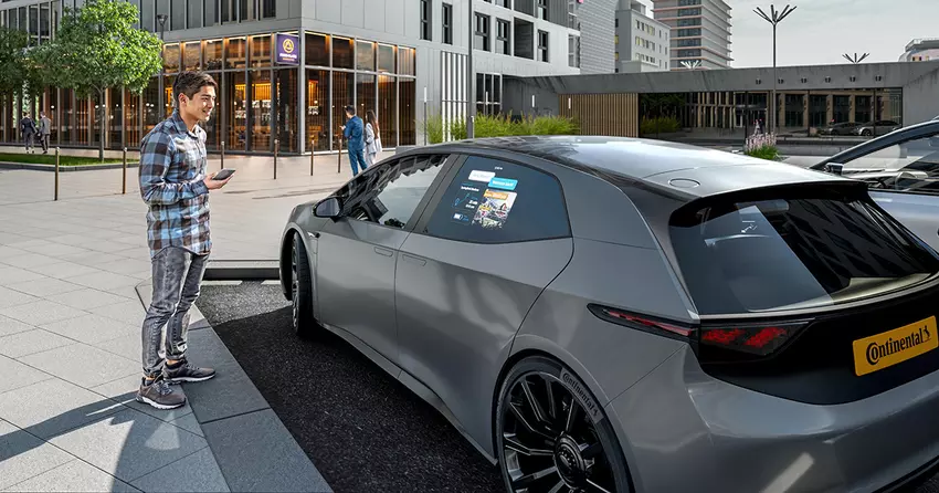 Das Projektionssystem von Continental verwandelt die hinteren Seitenscheiben des Autos in Displays