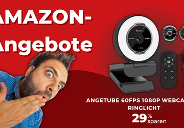 Angetube 1080P Webcam mit Ringlicht – ...