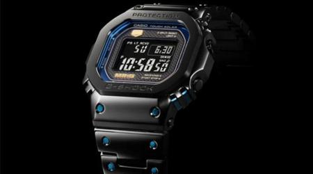 Die neue G-Shock MRG-B5000BA-1JR mit Titangehäuse und blauen Akzenten erscheint im Online-Angebot von Casio
