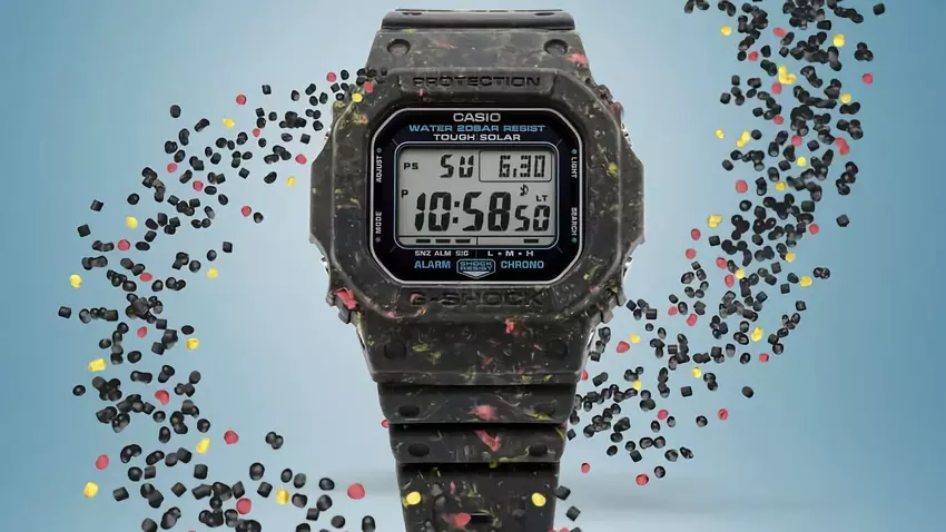 Casio hat die G-5600BG-1 vorgestellt: eine Uhr, die aus recycelten Abfällen hergestellt wird, für 199 $